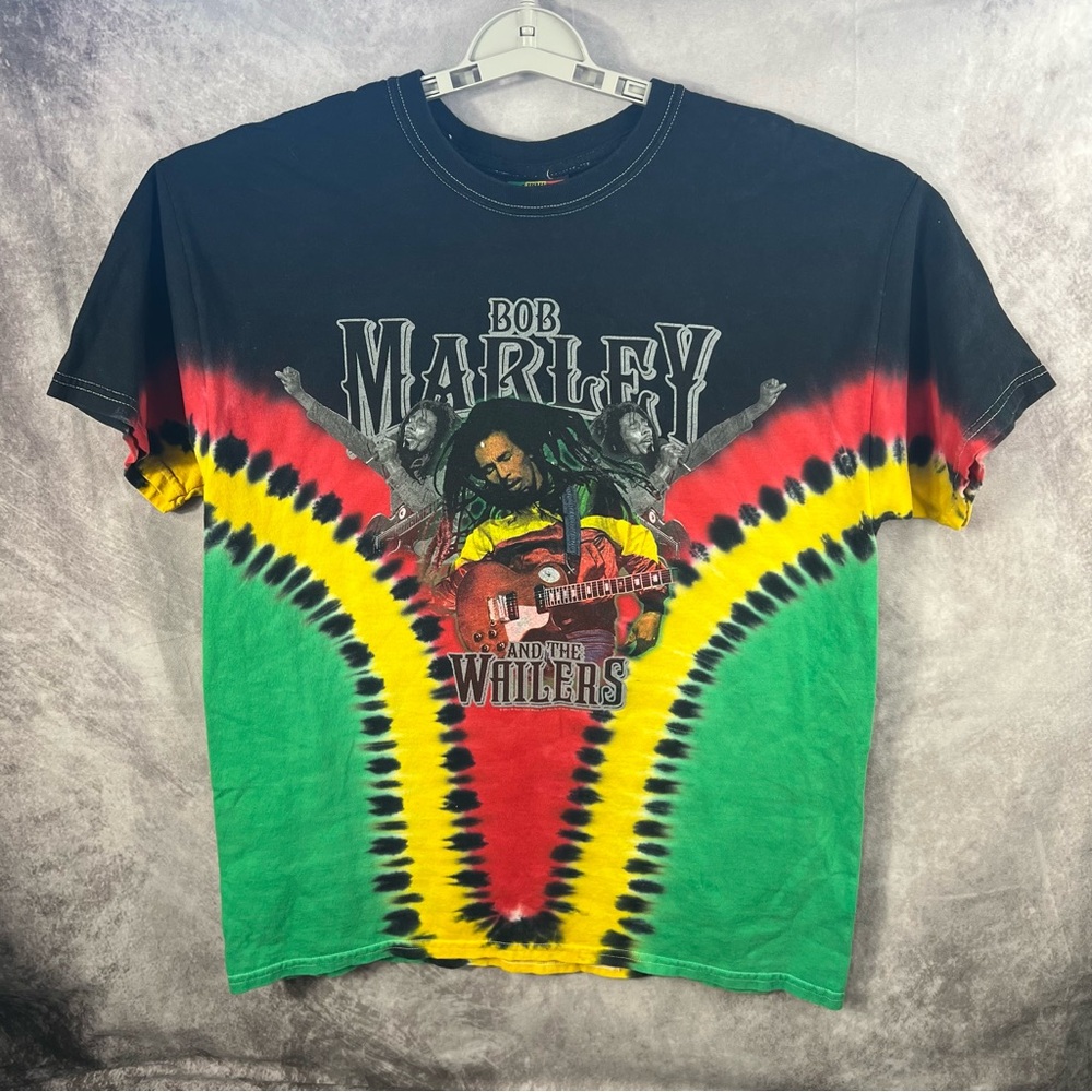 Bob Marley Shirt Mens Large Multi Colored Tie Dyed Jamaica Collection Y2K